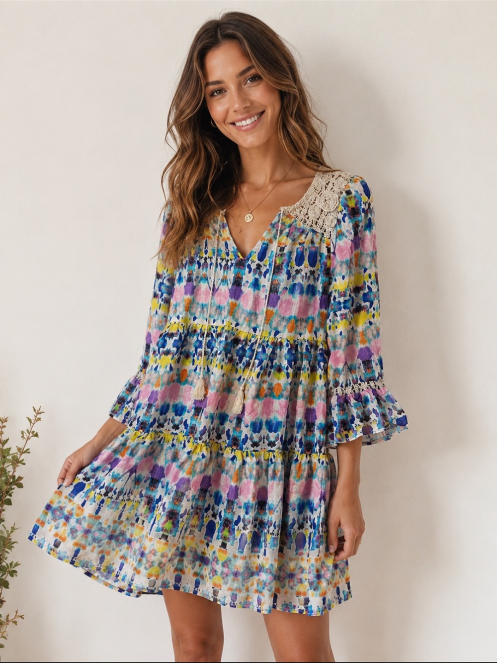 Woman’s multi colored Boho dress size Xsmall